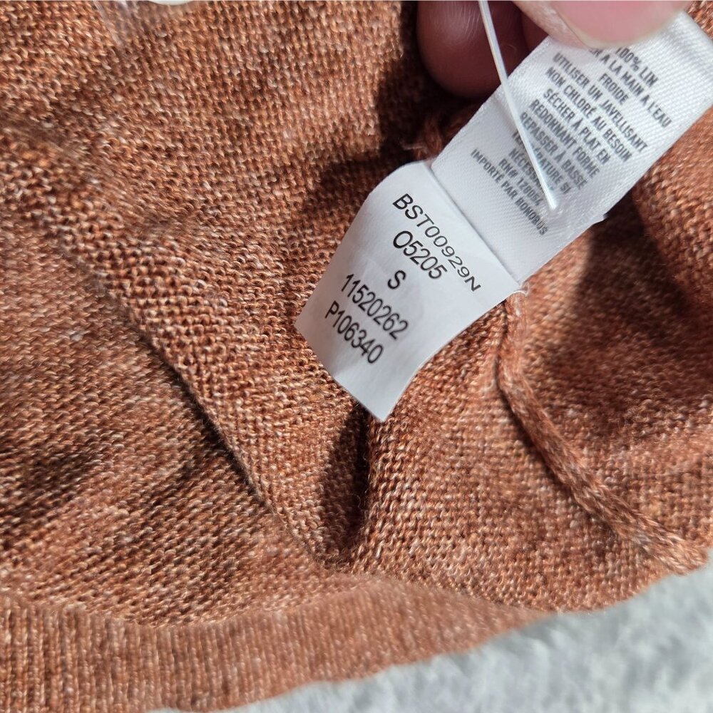 Bonobos Top Mens Small Rust Brown Marl Italian Linen Henley Preppy Sweater NWOT - Picture 7 of 10